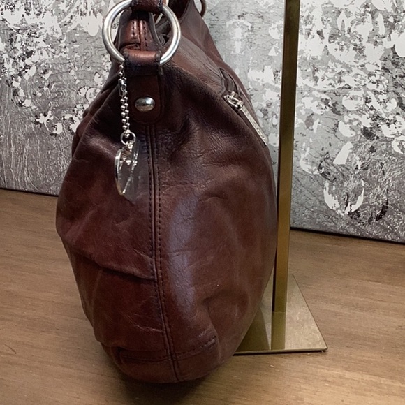 Hobo Brand Chic Brown Leather Hobo Bag with Scarf Accent, good used condition. - Picture 6 of 15